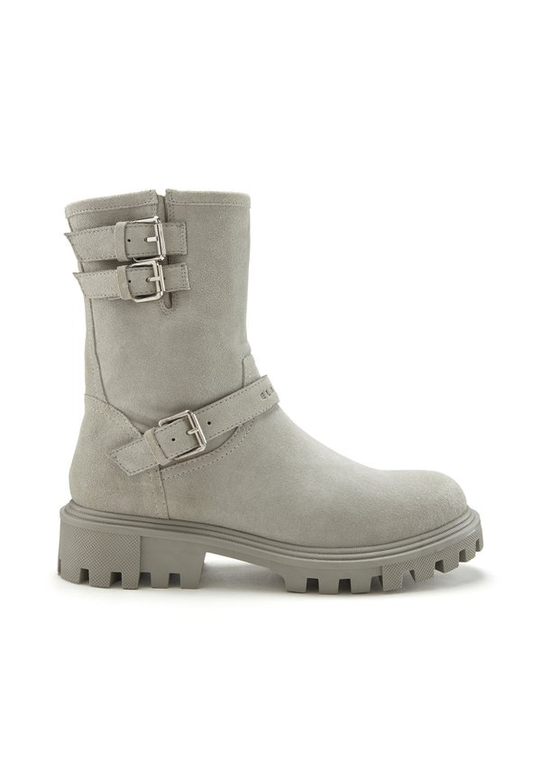 Cowboy-/Bikerstiefelette - hellgrau