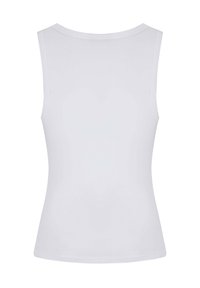 Witte mouwloze tanktop met een ronde halslijn, gemaakt van gladde stof, met een fitted pasvorm en een schone zoom. Geen versieringen.