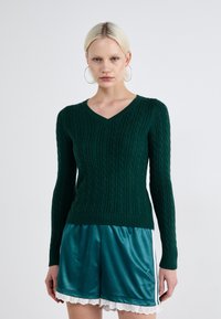 Hollister Co. ICON CABLE V NECK - Džemperis - trekking green