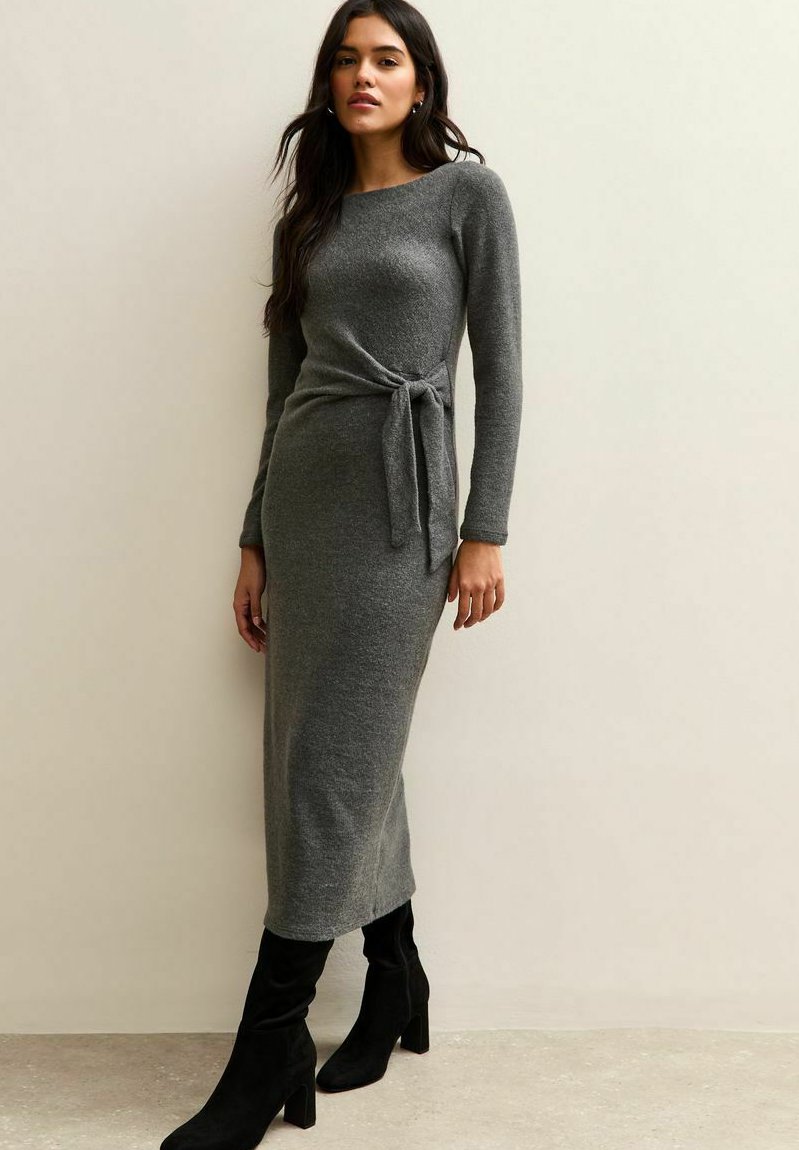 knee length dresses for ladies Max Mara Studio Beige Knit High-Neck Long-Sleeved Midi Jumper Dress Si –  Sellier
