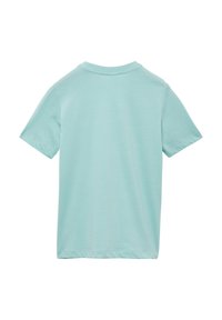 Kurzärmliges T-Shirt in hellem Mintgrün, aus weicher Baumwolle, mit Rundhalsausschnitt und glatter, gleichmäßiger Struktur ohne Muster.