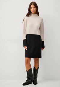 Ellos Collection Gebreide jurk - beige schwarz
