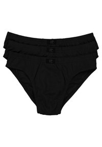 Mustat puuvillapikkarit kolmen pakissa, joissa on sileä pinta, joustava vyötärö ja hillitty logoetiketti edessä.