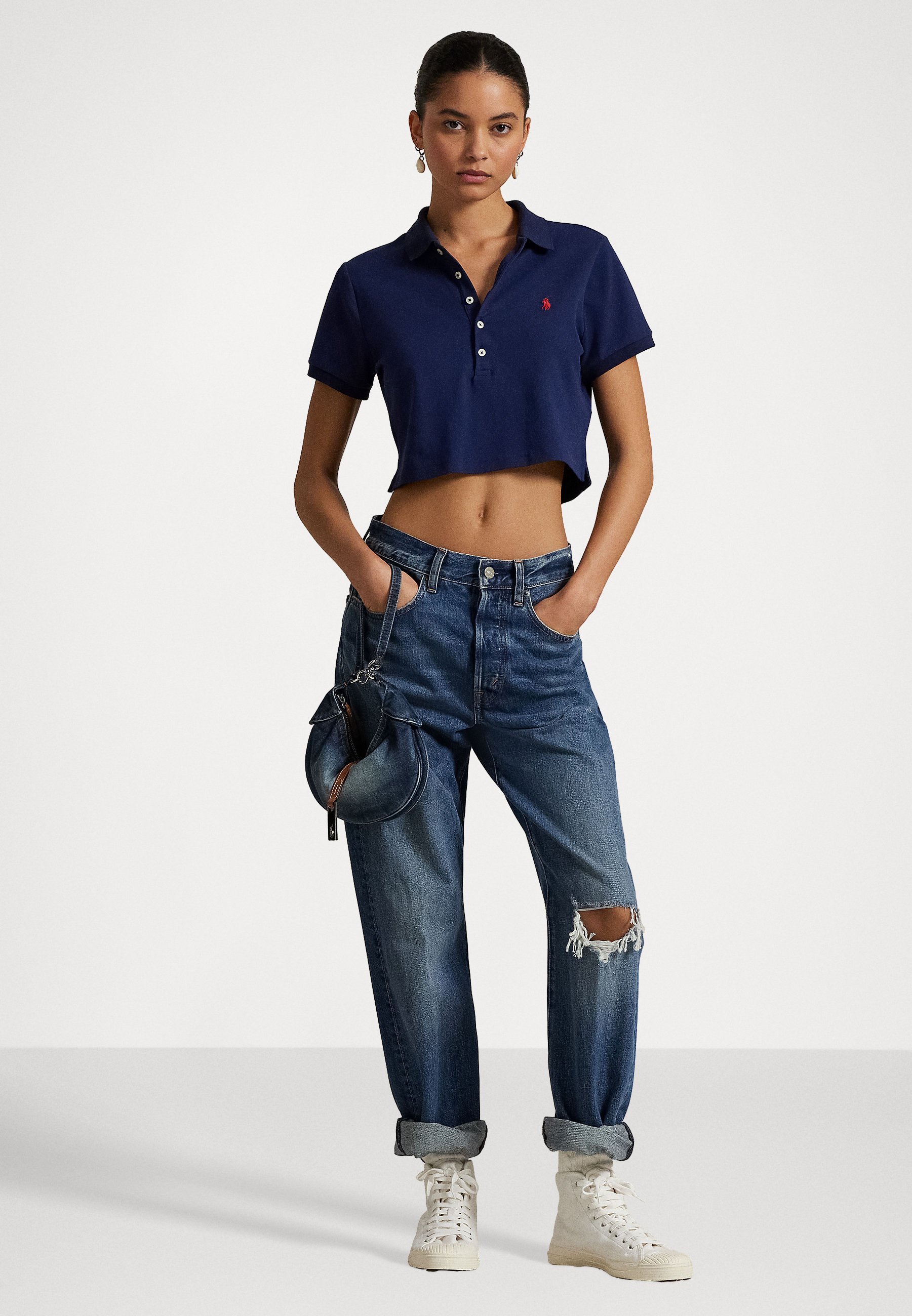 売れ筋商品|||ラルフローレン Tシャツ レディース トップス STRETCH MESH POLO - Polo shirt - newport navy POLO RALPH LAUREN NEWPORT NAVY RED THE ICONIC MESH POLO