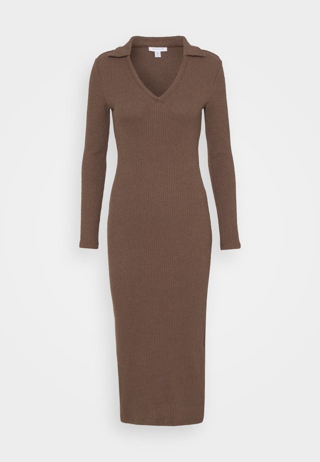 COLLARED COSEY MIDI - Maxikleid - chocolate