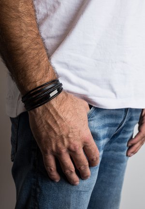 KUNSTLEDER - Armband - schwarz