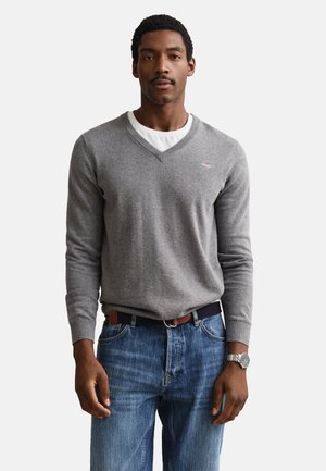 GANT, CLASSIC V-NECK - Strickpullover - dark grey melange