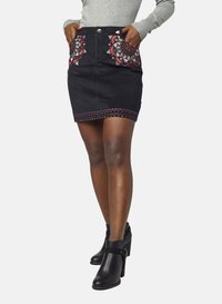 Koroshi CON DETALLES EN LUREX - Denimová sukňa - black