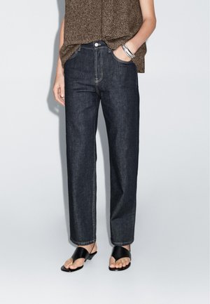 Massimo Dutti STRAIGHT-LEG HIGH-WAIST - Jeans a sigaretta - dark blue