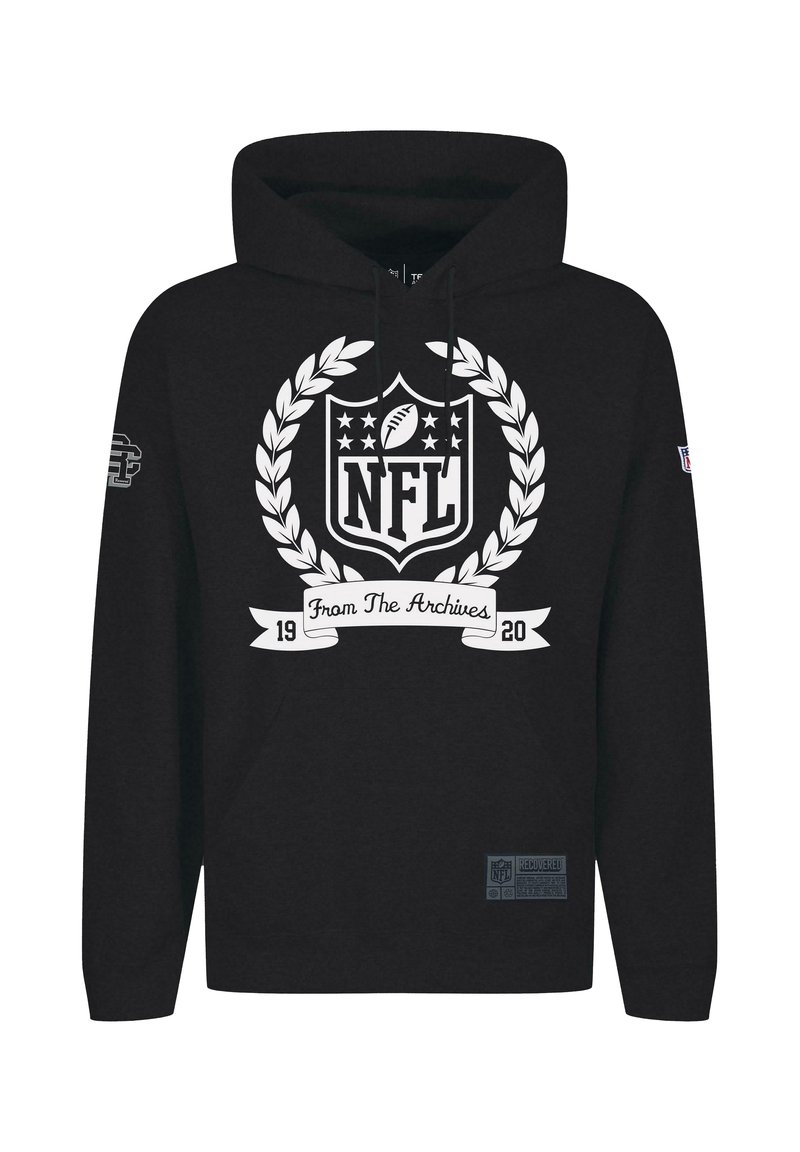 Black hoodie featuring a central NFL logo, laurel design, and "From The Archives" text in white. Includes a side label and drawstrings.