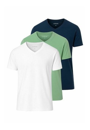 PACK OF 3 - T-shirt basique - green/navy/white