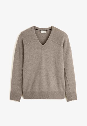 Rodier V-NECK IN 4-THREAD - Trui - taupe