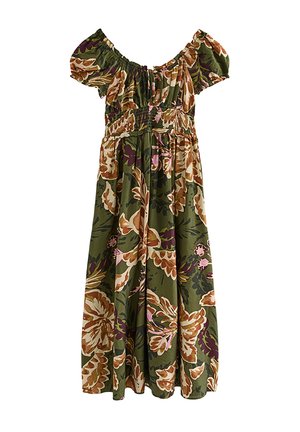New Look, PAISLEY PATTERN SHIRRED WAIST MIDI DRESS - Robe de jour - green pattern