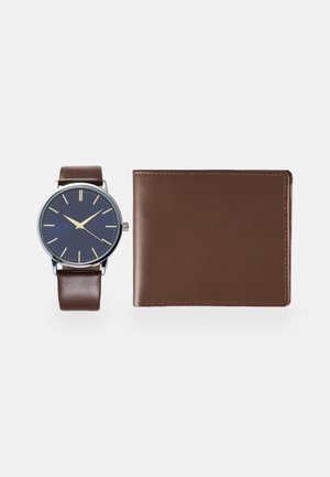 UHR GELDBÖRSE GESCHENK SET / WATCH WALLET GIFT SET - Klocka - dark brown