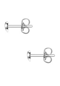 Srebrni uhani v obliki studov z zaobljeno obliko in gladko površino ter zapiranjem na metuljčku. Minimalističen slog z elegantnim, sijočim videzom.