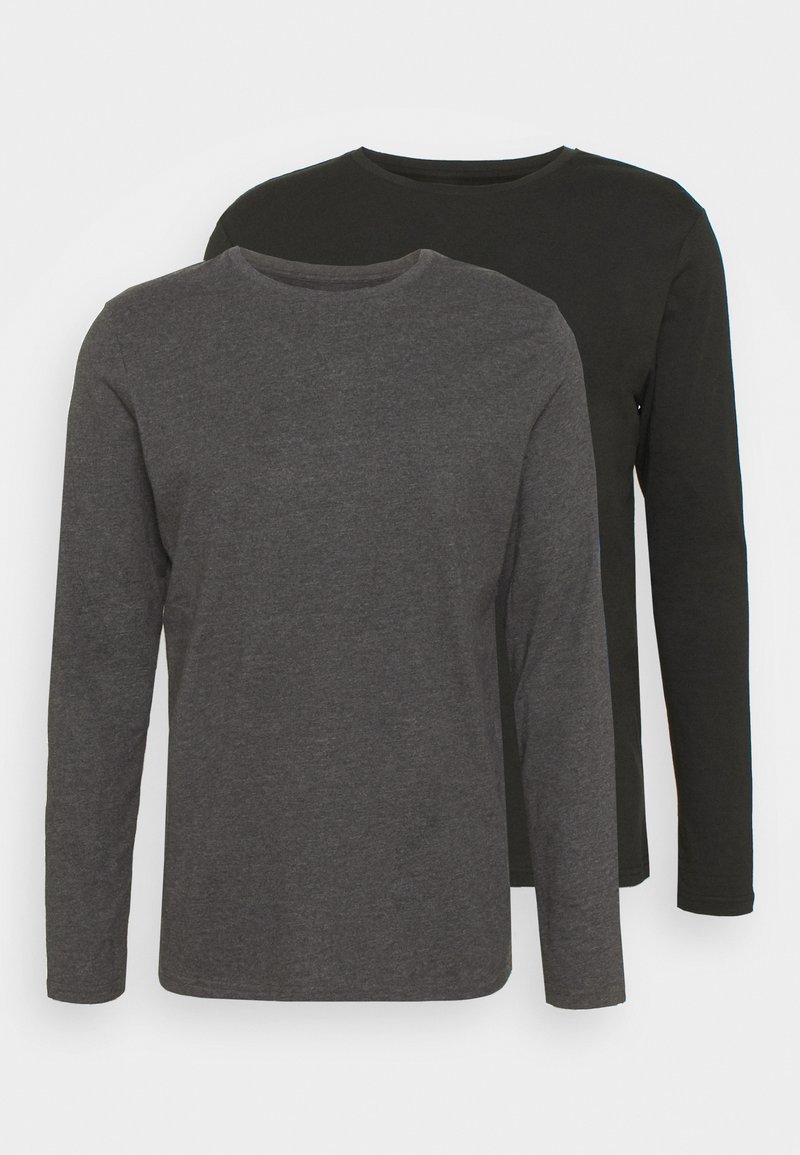 Herren T-Shirts basic | Pier One 2 PACK Langarmshirt dark grey/black/dunkelgrau - LI96032 Herren T-Shirts basic | Pier One 2 PACK Langarmshirt dark grey/black/dunkelgrau - LI96032