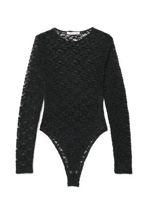 Terranova, BODY IN PIZZO A MANICHE LUNGHE - Camicetta - nero