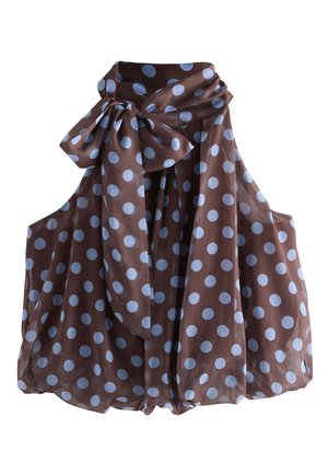 Next, REGULAR FIT - BUBBLEHEM TIE NECK SLEEVELESS TOP . - Bluse - chocolate brown blue polka dot