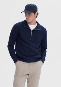 Selected Homme SLHAXEL HALF ZIP - Pulóver - sky captain detail melange
