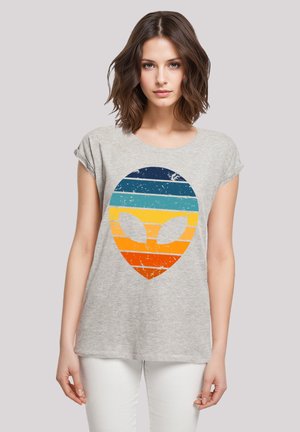 ALIEN SONNENUNTERGANG RETRO - Print T-shirt - heather grey