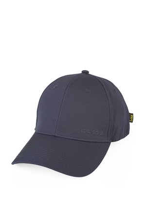 Gorra azul marino hecha de tela suave, con visera curvada, detalles cosidos y un pequeño logo en la parte frontal. Incluye una correa ajustable.