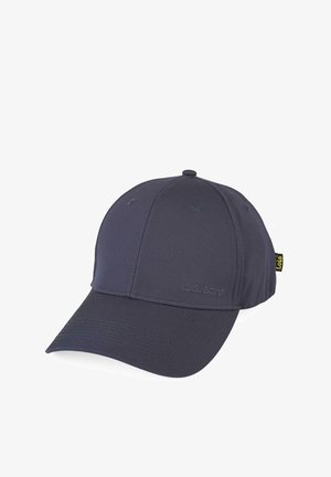 Gorra azul marino hecha de tela suave, con visera curvada, detalles cosidos y un pequeño logo en la parte frontal. Incluye una correa ajustable.