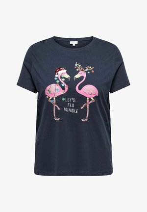 ONLY Carmakoma WEIHNACHTSPRINT - T-shirt imprimé - night sky