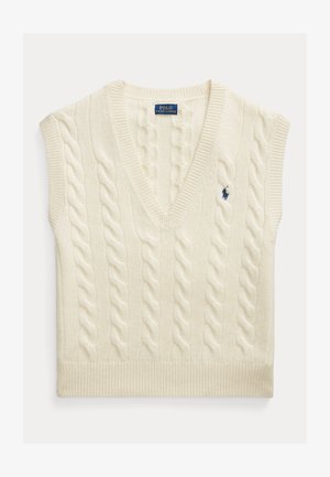 Polo Ralph Lauren, CABLE-KNIT WOOL-CASHMERE SWEATER VEST - Strikkegenser - authentic cream