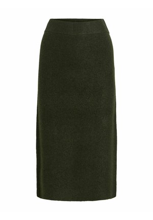VILA, KNITTED SKIRT VILOLO MIDI - Jupe crayon - deep depths
