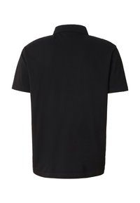 Polo noir à manches courtes vu de dos avec un col classique et un design sobre.