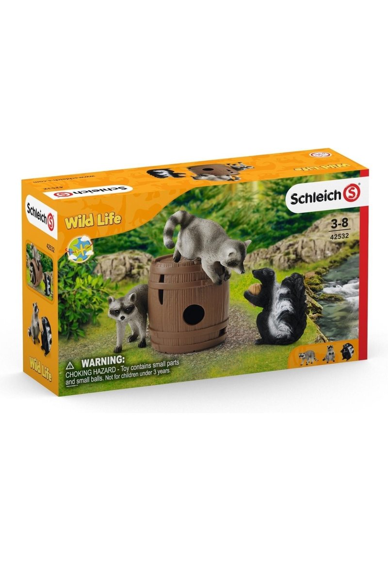 Schleich WILD LIFE RACCOON  SKUNK LOOKING FOR THE NUT - Jouet - brown