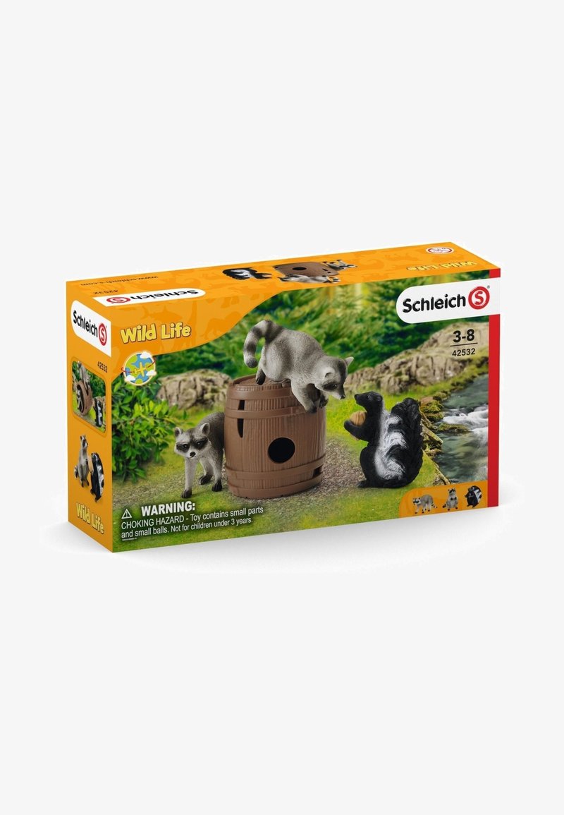 Schleich WILD LIFE RACCOON SKUNK LOOKING FOR THE NUT - Jouet - brown