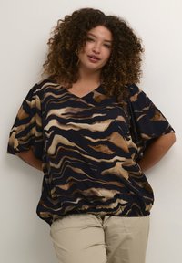 Kaffe Curve LANA  - Tricou cu imprimeu - black brown tiger print