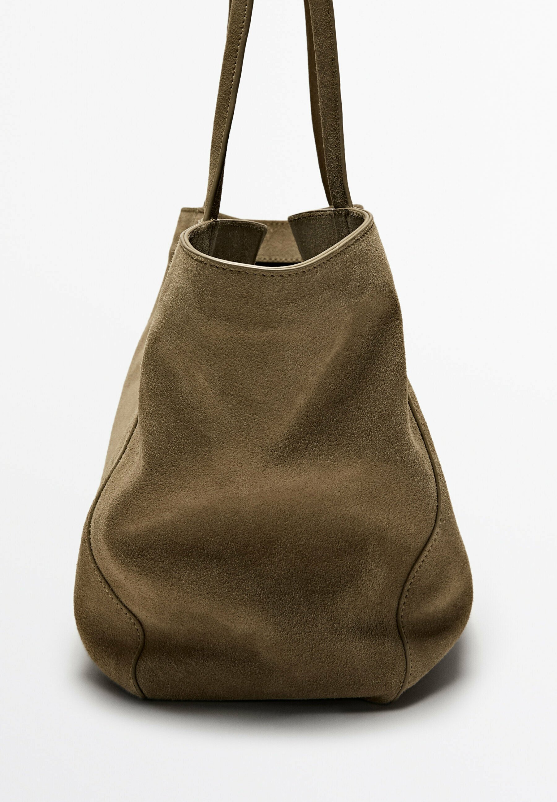 Massimo Dutti ☆ ハーフアイコン スプリットスエードバッグ Half icon split suede bag · Sand · Leather Outerwear