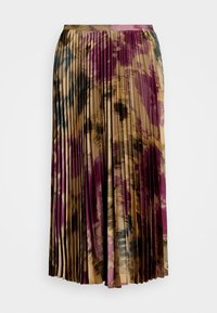 Lauren Ralph Lauren FLORAL PLEATED SATIN CHARMEUSE SKIRT - Saia plissada - tan multi