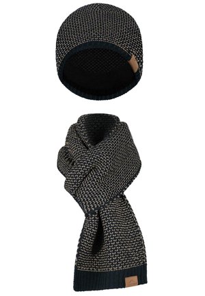 UNISEX 2-TEILIGES MERINO WINTERSET WINTER MÜTZE UND MERINO WINTERSCHAL - Scarf - navy beige