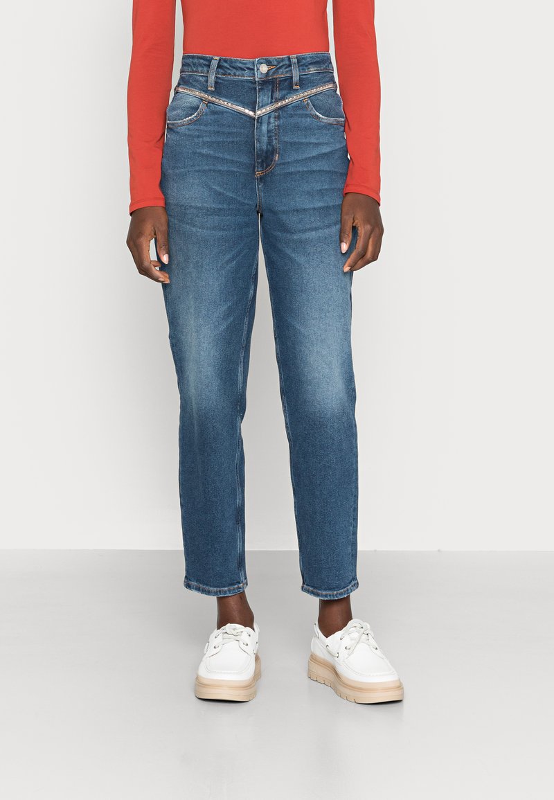 Guess MOM FRONT YOKE Jeans Straight Leg sparkle blue/blueblack