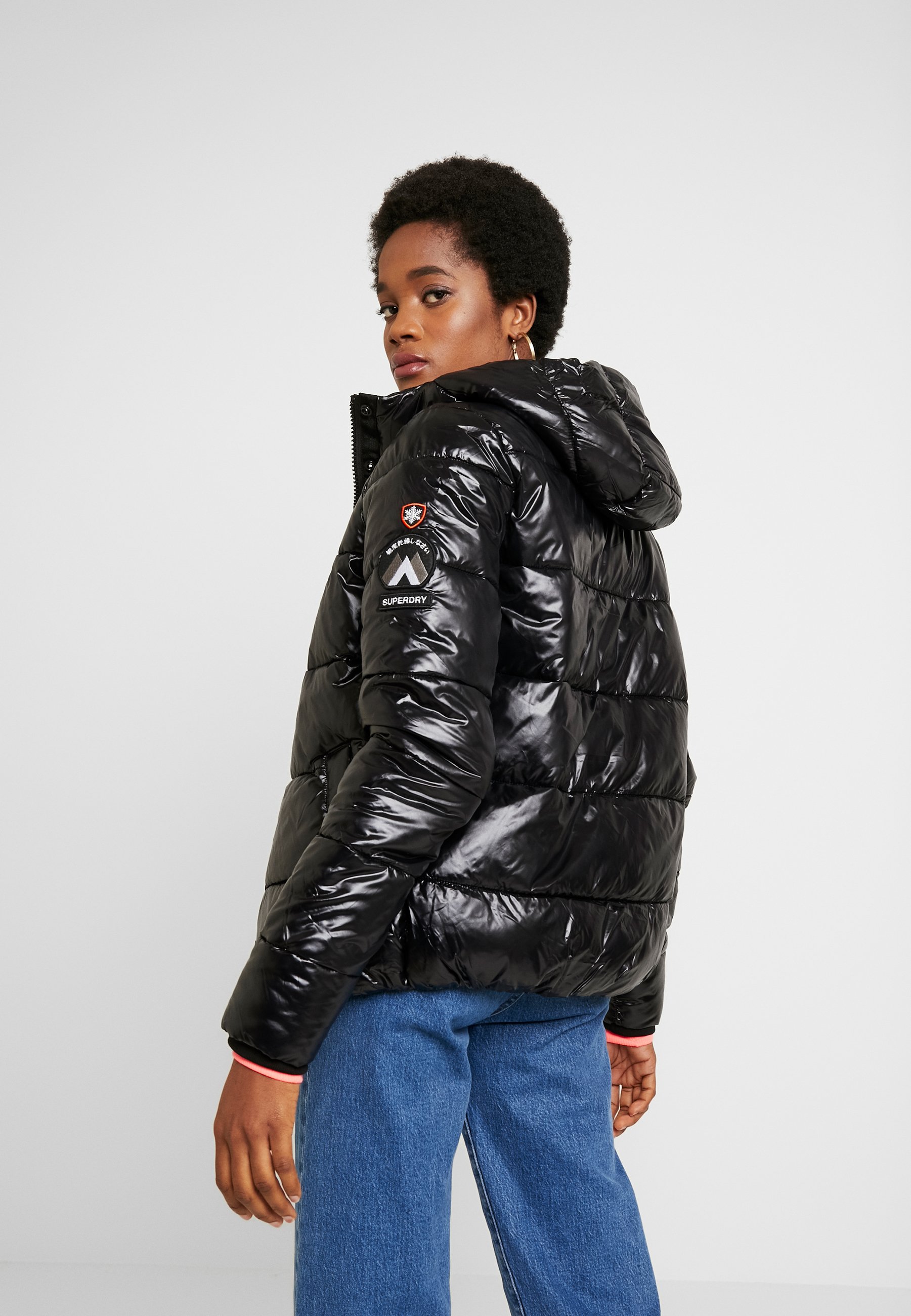 Superdry HIGH SHINE TOYA PUFFER Vinterjakke black Sixth June CROPPED IRIDESCENT JACKET Treningsjakke black