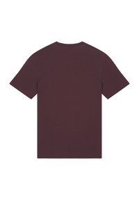 Bordeaux katoenen t-shirt met korte mouwen en een klassieke ronde hals, met een plain achterkant zonder extra details.