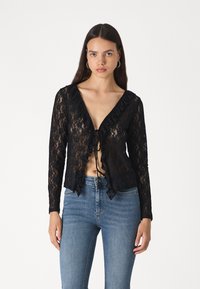 Pieces PCWILLIE V-NECK  - Long sleeved top - black