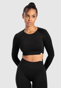 Smilodox CROP LONGSLEEVE MAYSA - Langarmshirt - schwarz