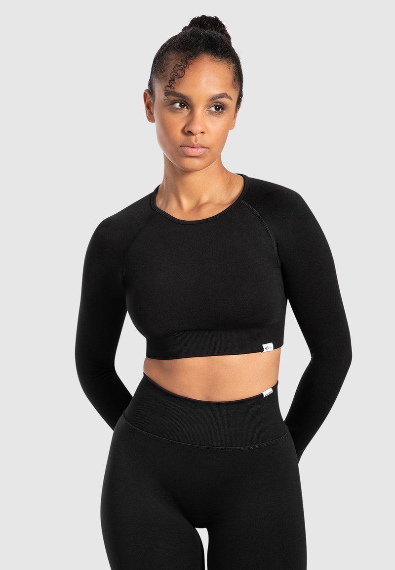 Smilodox CROP LONGSLEEVE MAYSA - Langarmshirt - schwarz