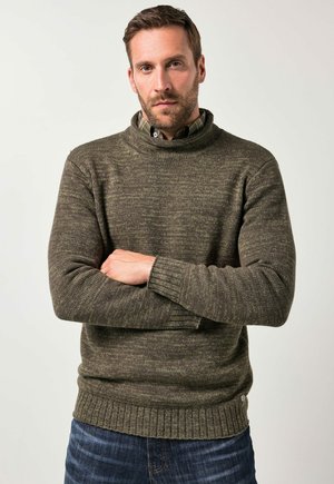 TWO-TONE STAND-UP COLLAR - Strickpullover - olive green