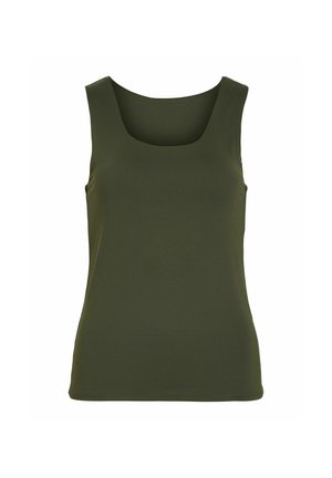 VILA, VIKENZA U-NECK S/L TANK TOP REV - NOOS - Topp - forest night