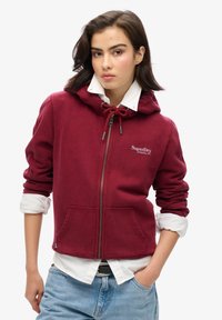 Superdry & Co ESSENTIAL LOGO HOODIE - Sudadera con cremallera - rich burgundy