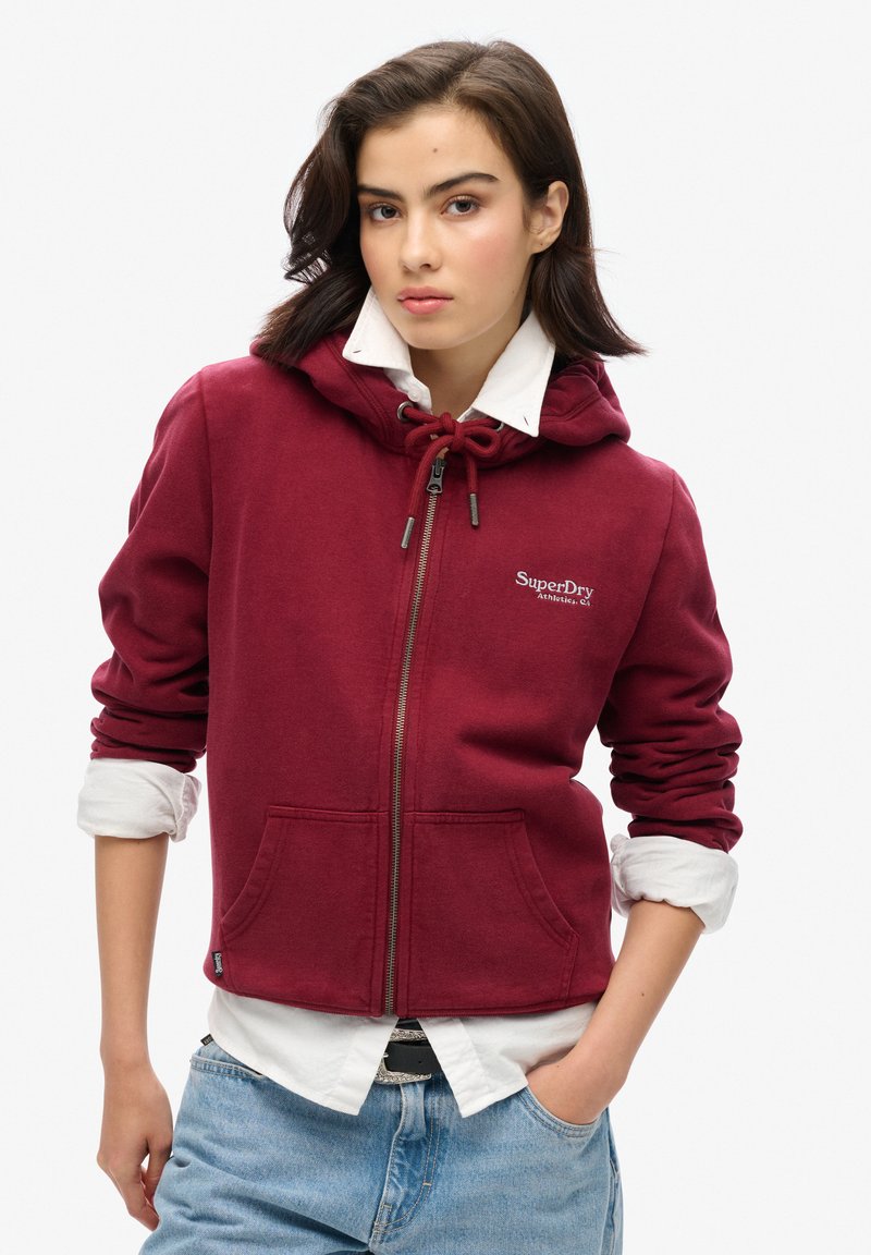 Superdry & Co ESSENTIAL LOGO HOODIE - Sudadera con cremallera - rich burgundy