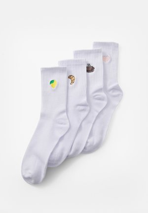 Pieces, PCMOLLY EMBROIDERY 4 PACK - Strømper - bright white