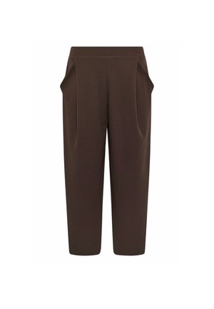 Pantalon marron droit avec poches latérales et taille haute, présenté sur fond blanc.