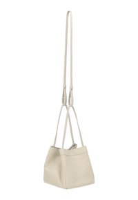 Witte draagtas van nep leer met een gestructureerd krokodillenpatroon, voorzien van twee verstelbare schouderbanden en een vierkante vorm.