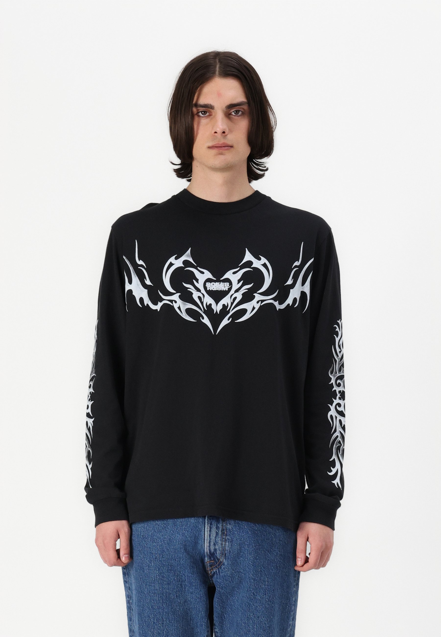 BOILER ROOM TRIBAL シャツ Boiler Room Men's Tribal Long Sleeve T-Shirt in Black Boiler